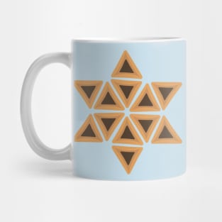 Purim holiday flat design icons of hamantashs in star of david shape Mug